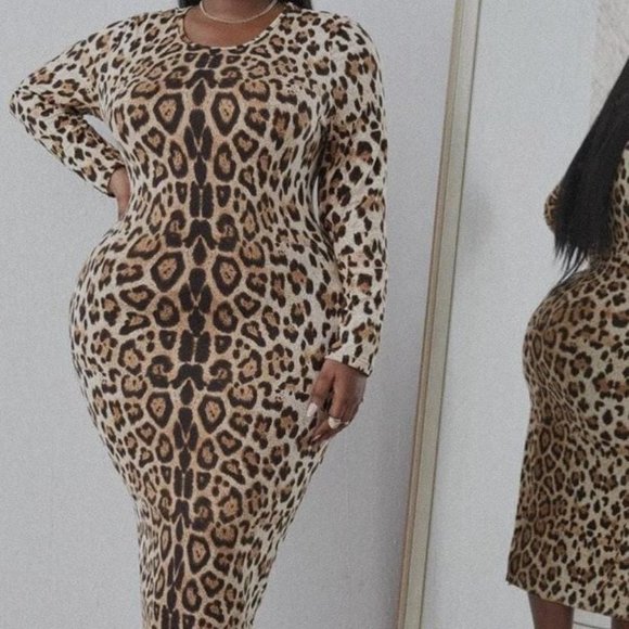 LEOPARD Skin Bodycon Dress In (XL) - Picture 4 of 5